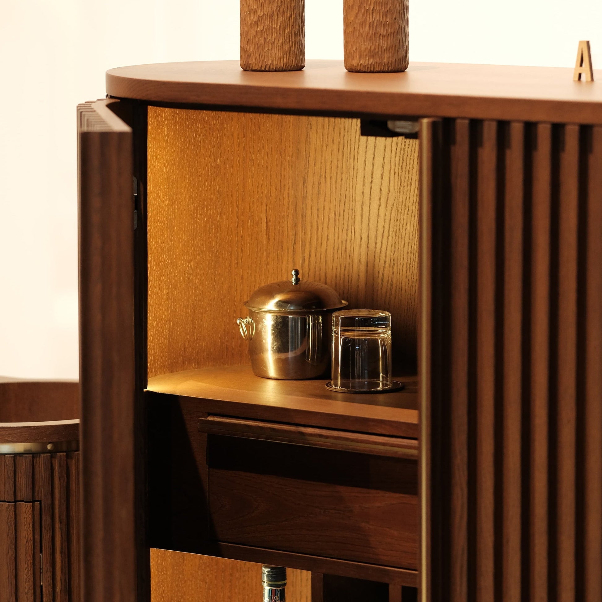 DOCIA Bar / İçki /Kokteyl Dolabı, Meşe, Çıtalı