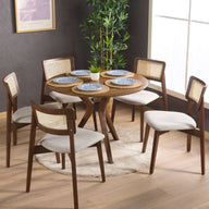 Mina Yuvarlak Yemek Masası-Yemek Masası-Furnirem-100 cm-Ceviz-NowShopFun