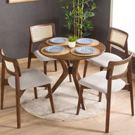 Mina Yuvarlak Yemek Masası-Yemek Masası-Furnirem-85 cm-Ceviz-NowShopFun