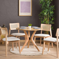 Mina Yuvarlak Yemek Masası-Yemek Masası-Furnirem-80 cm-Natural-NowShopFun