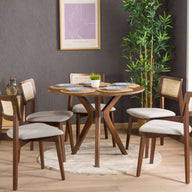 Mina Yuvarlak Yemek Masası-Yemek Masası-Furnirem-90 cm-Ceviz-NowShopFun