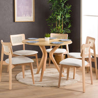 Mina Yuvarlak Yemek Masası-Yemek Masası-Furnirem-90 cm-Natural-NowShopFun