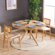 Mina Yuvarlak Yemek Masası-Yemek Masası-Furnirem-65 cm-Ceviz-NowShopFun