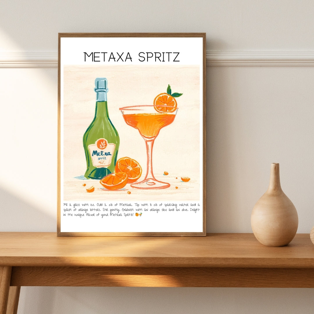 Metaxa Spritz Cocktail Art Print Tasarım Poster-Tablo-Muff Atelier-21x30cm-NowShopFun