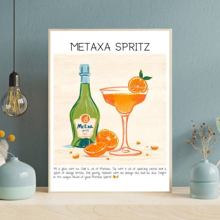 Metaxa Spritz Cocktail Art Print Tasarım Poster-Tablo-Muff Atelier-21x30cm-NowShopFun