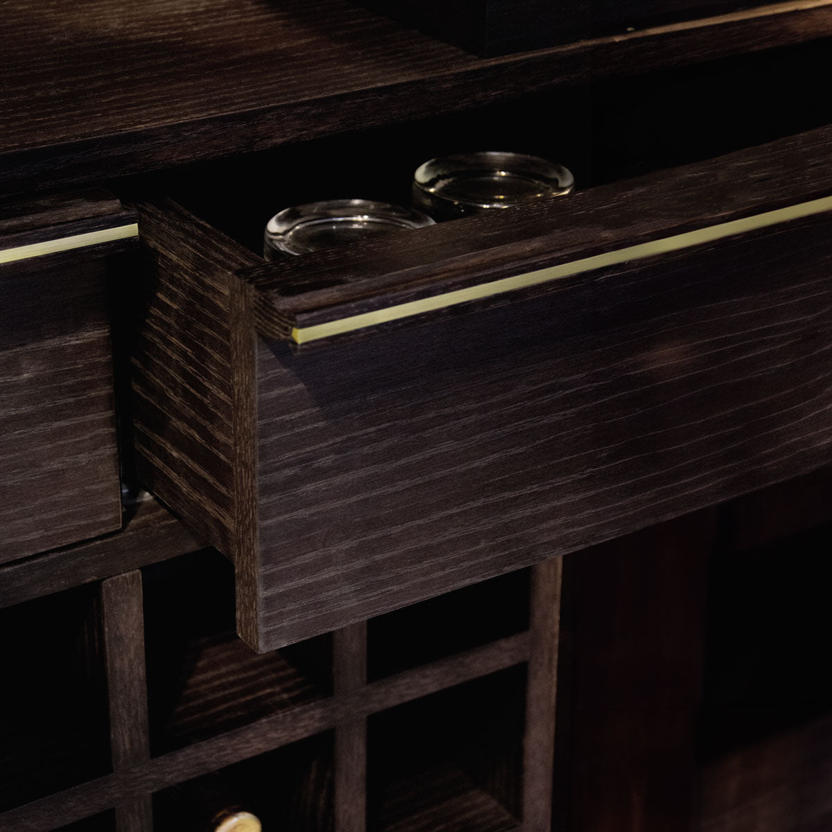 DOCIA Bar / İçki /Kokteyl Dolabı, Meşe, Çıtalı