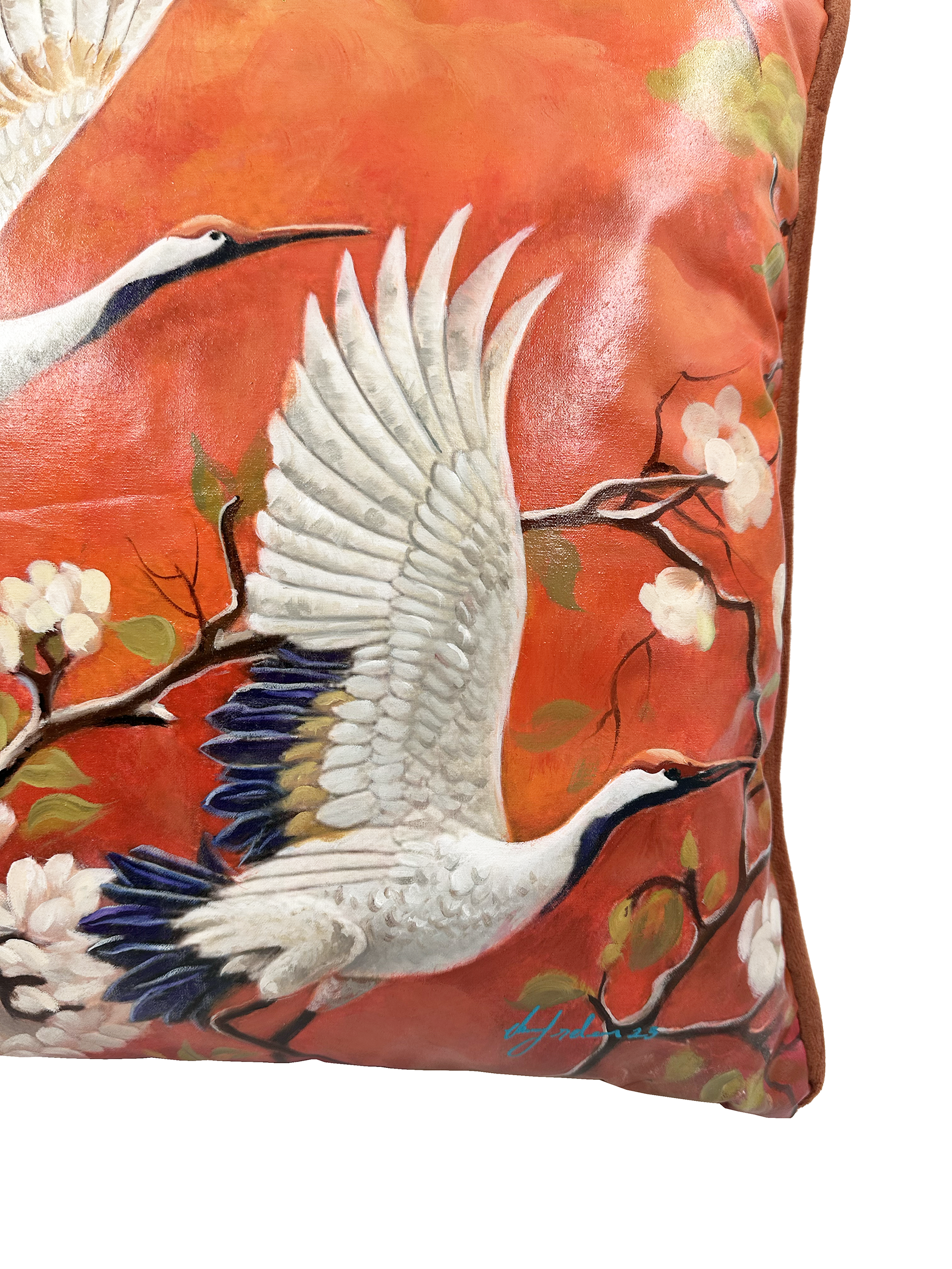 Migratory Birds Desenli Keten Dekoratif Kırlent