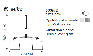 Mika Sarkit 2l Opal-Chrome Ø81x116 E27 2x20w