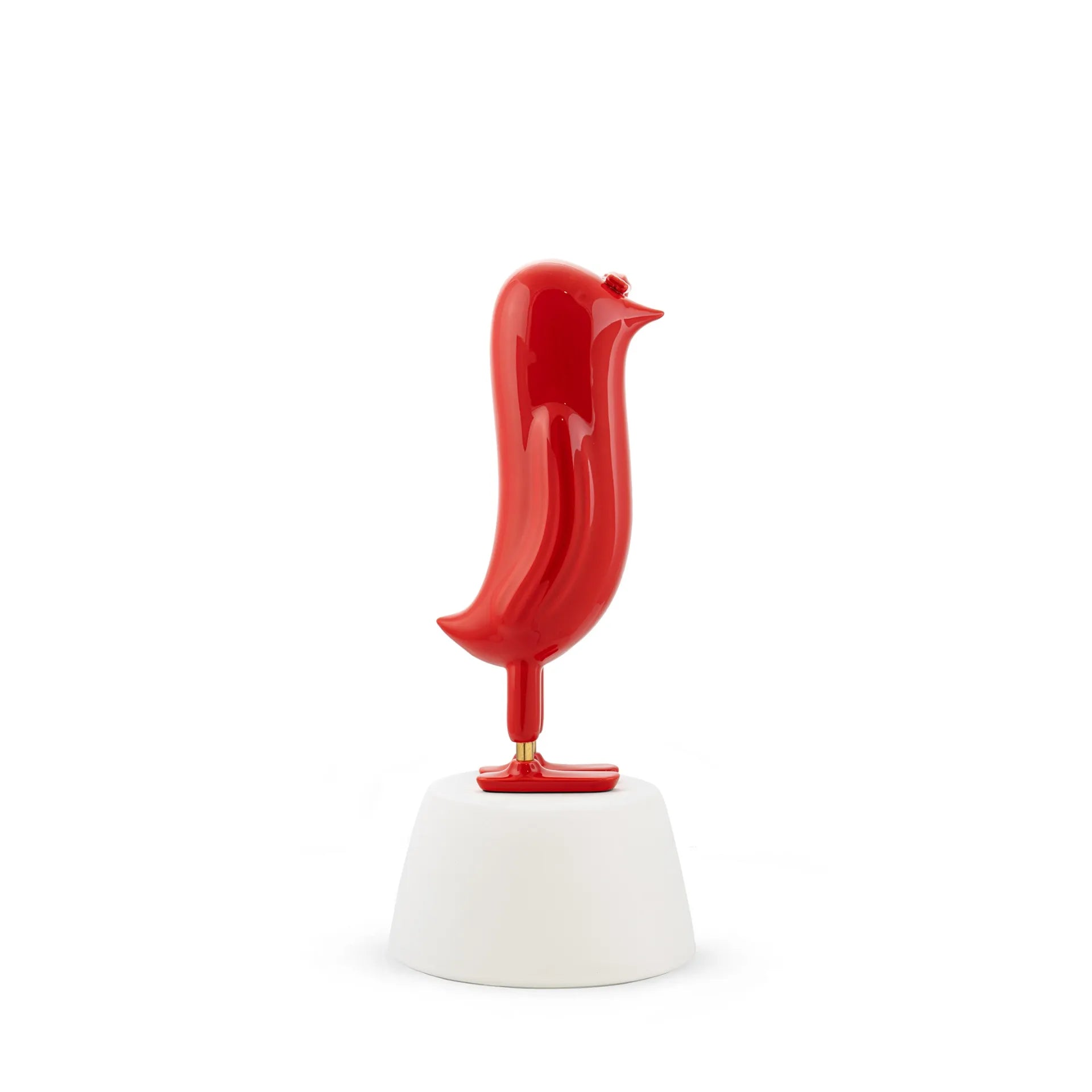 Mini Hope Bird Parlak Ruby Kırmızı Saten Beyaz Stand Dekoratif Ürün