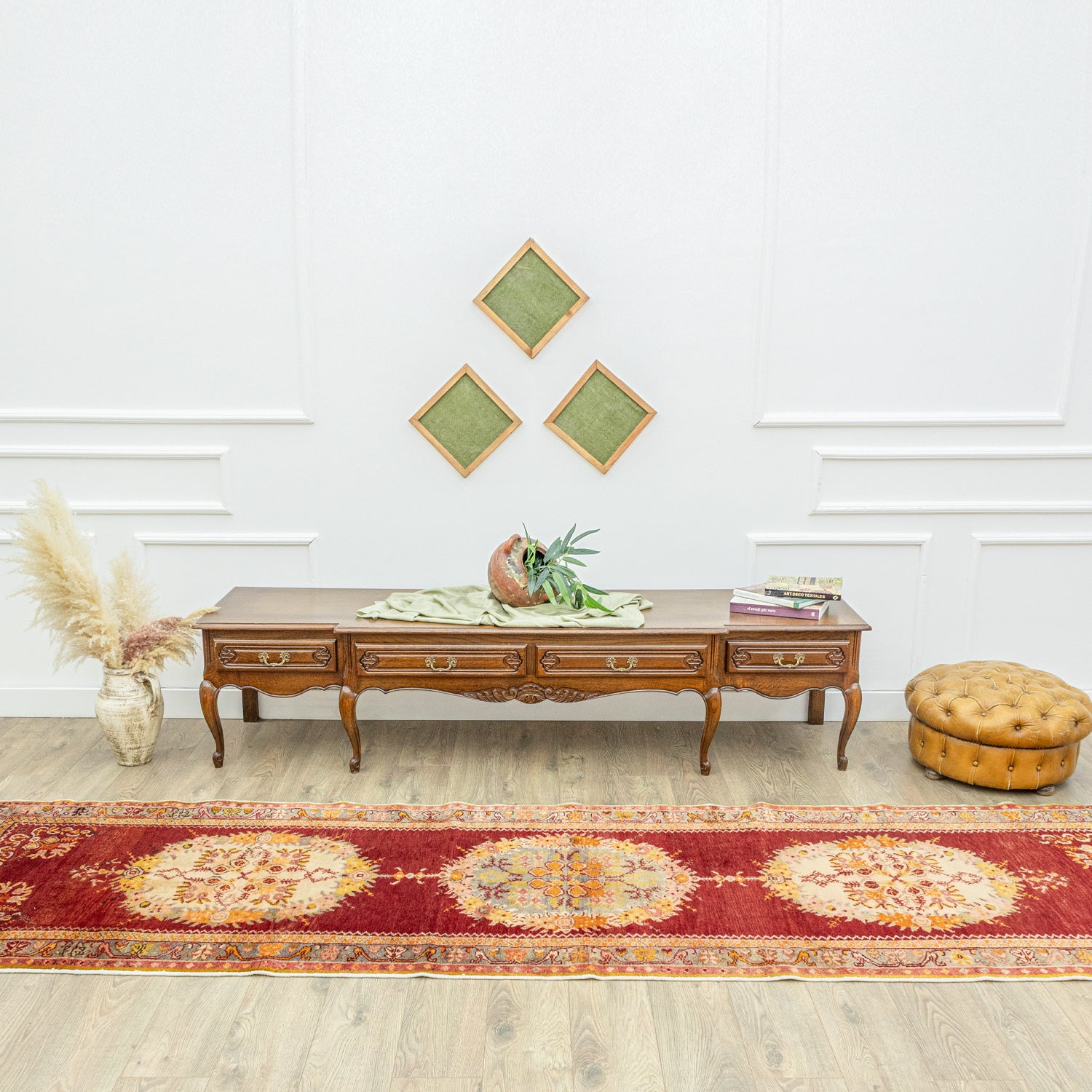 Miraz Kırmızı El Dokuma Güney Yolluk 99x379 cm-Kilim & Halı-Soho Antiq-NowShopFun