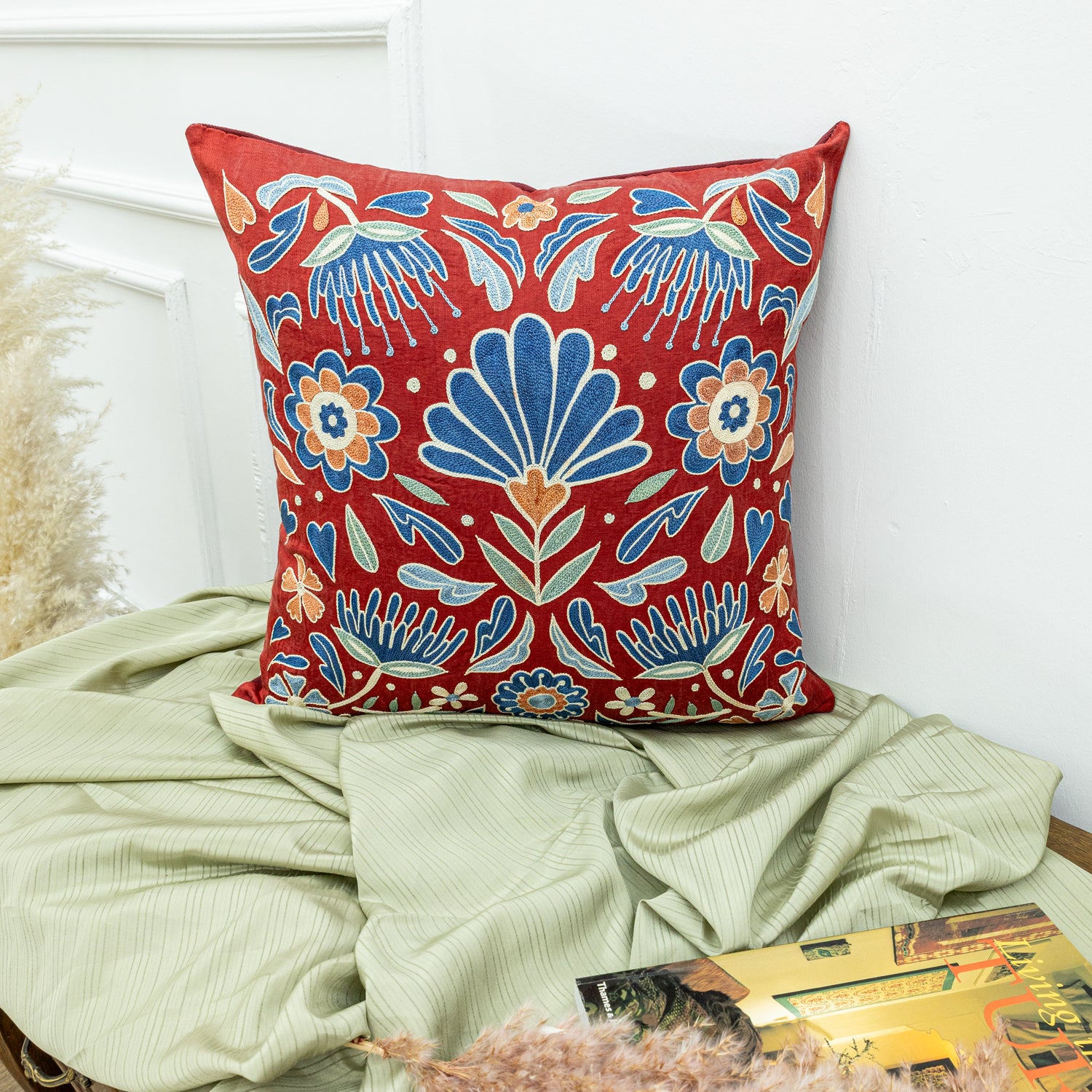 Miyane El Yapımı Kırmızı İpek Kırlent