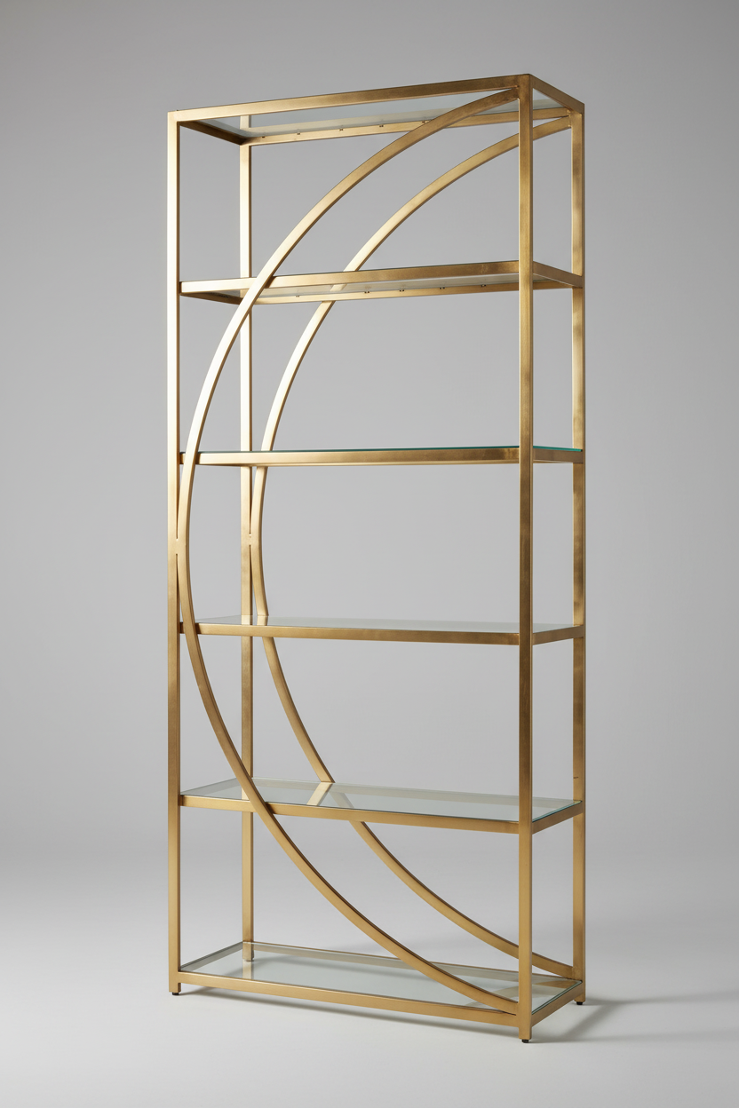 Yelken Gold Metal Kitaplık Vitrin