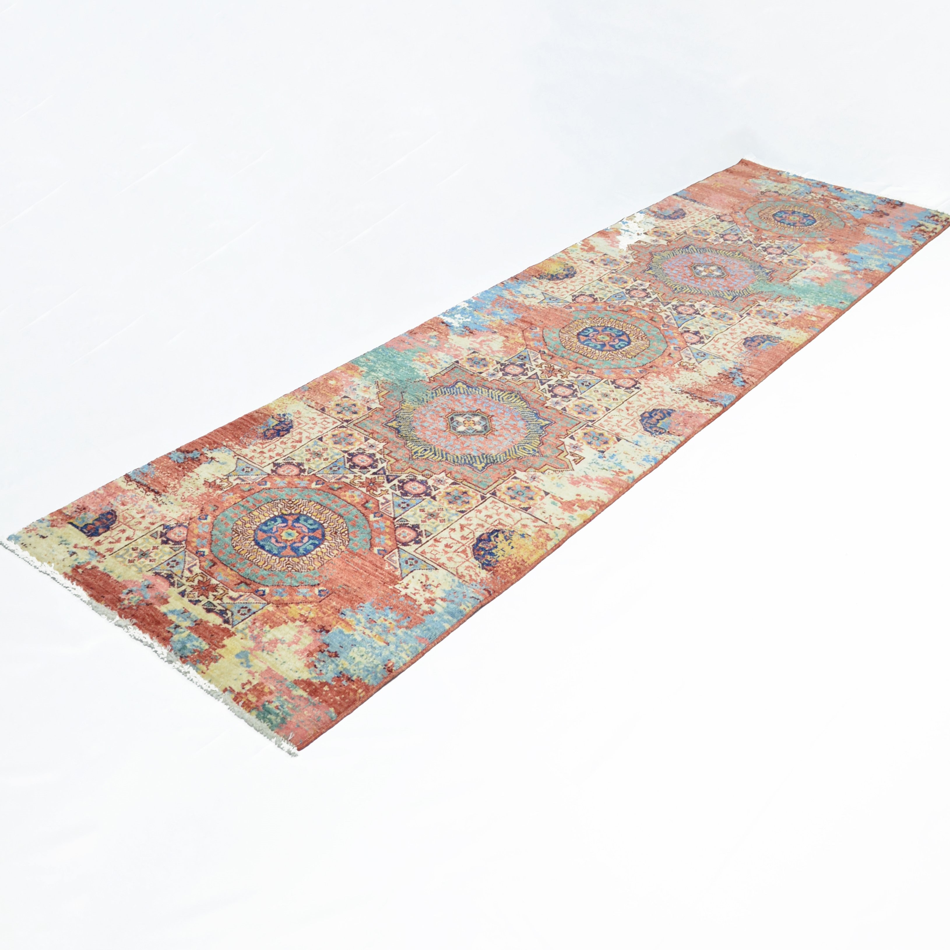 Modern Afgan Memlük El Dokuma Yolluk 83x306 cm