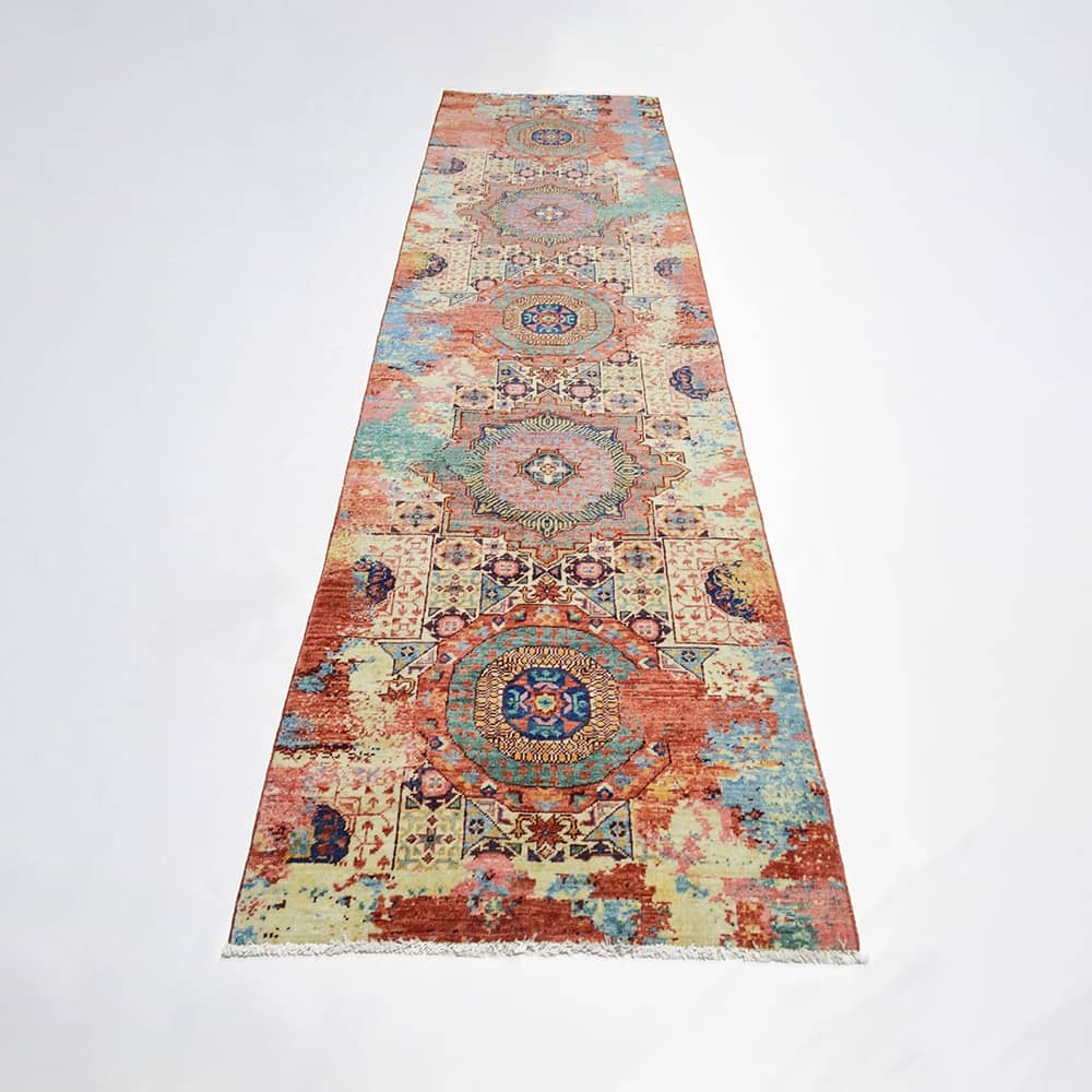 Modern Afgan Memlük El Dokuma Yolluk 83x306 cm