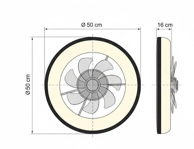 Modern Tavan Fanı Sabit Led Aydınlatma 50 Cm