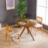 Mina Yuvarlak Yemek Masası-Yemek Masası-Furnirem-65 cm-Ceviz-NowShopFun