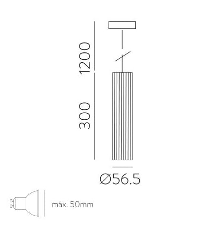 Modrian Sarkit 1l Gold Ø5.6x120 Cm Led 1xgu10