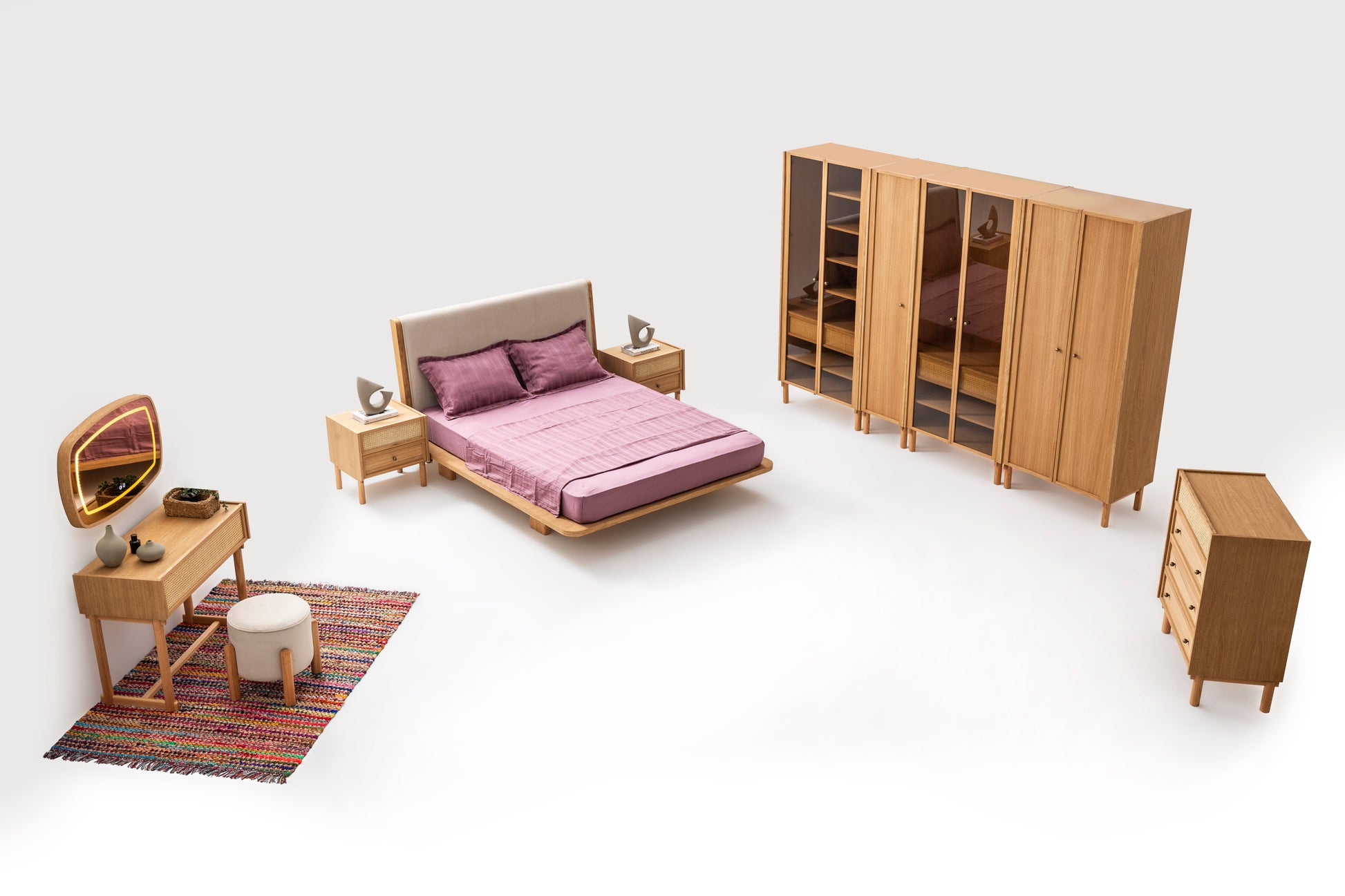 Monaco Cam Kapaklı Askılı Elbise Dolabı