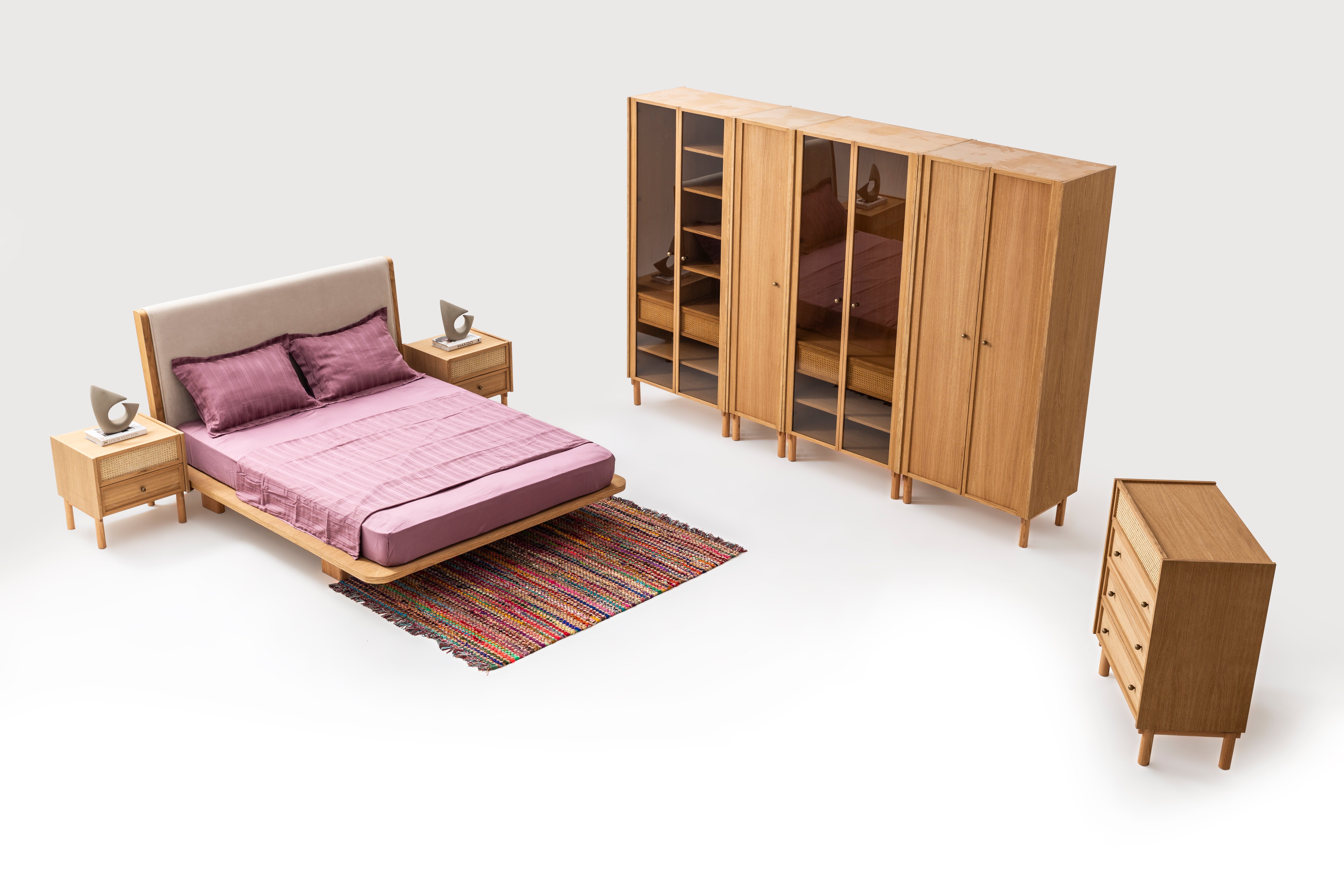 Monaco Cam Kapaklı Raflı Elbise Dolabı