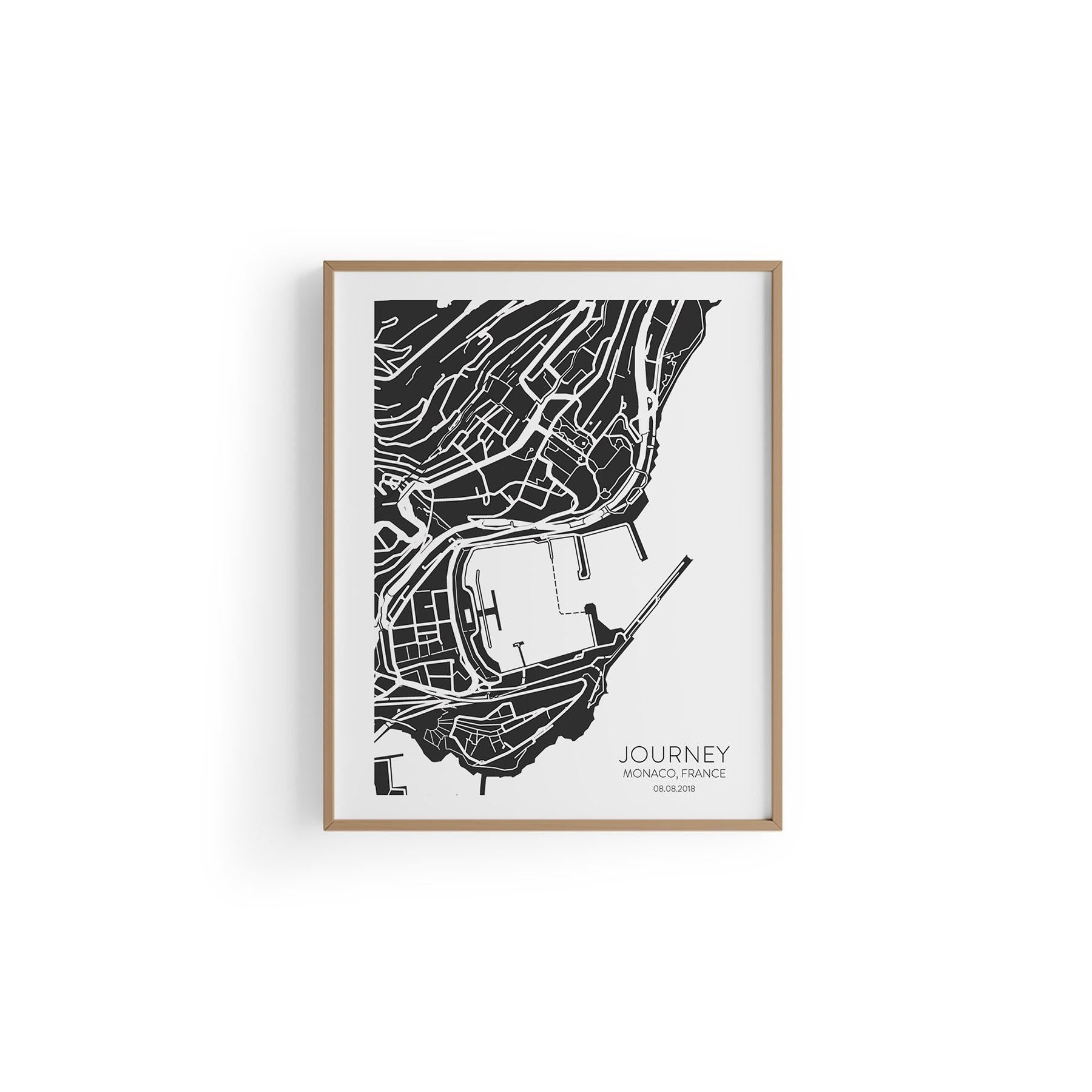 Monaco Şehir Haritası Poster