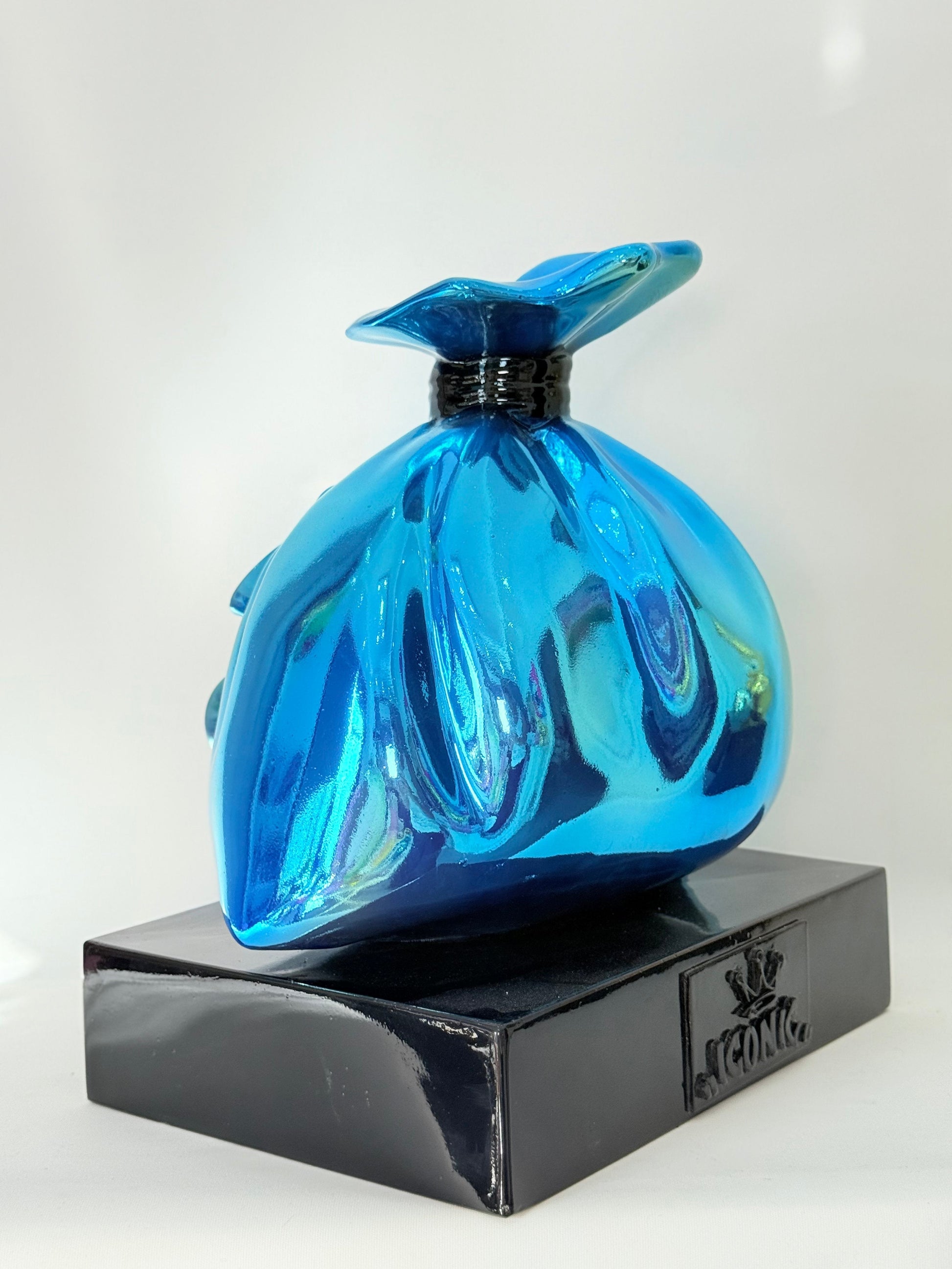 Money Bag Heykeli | Blue Chrome Edition Richie Bag