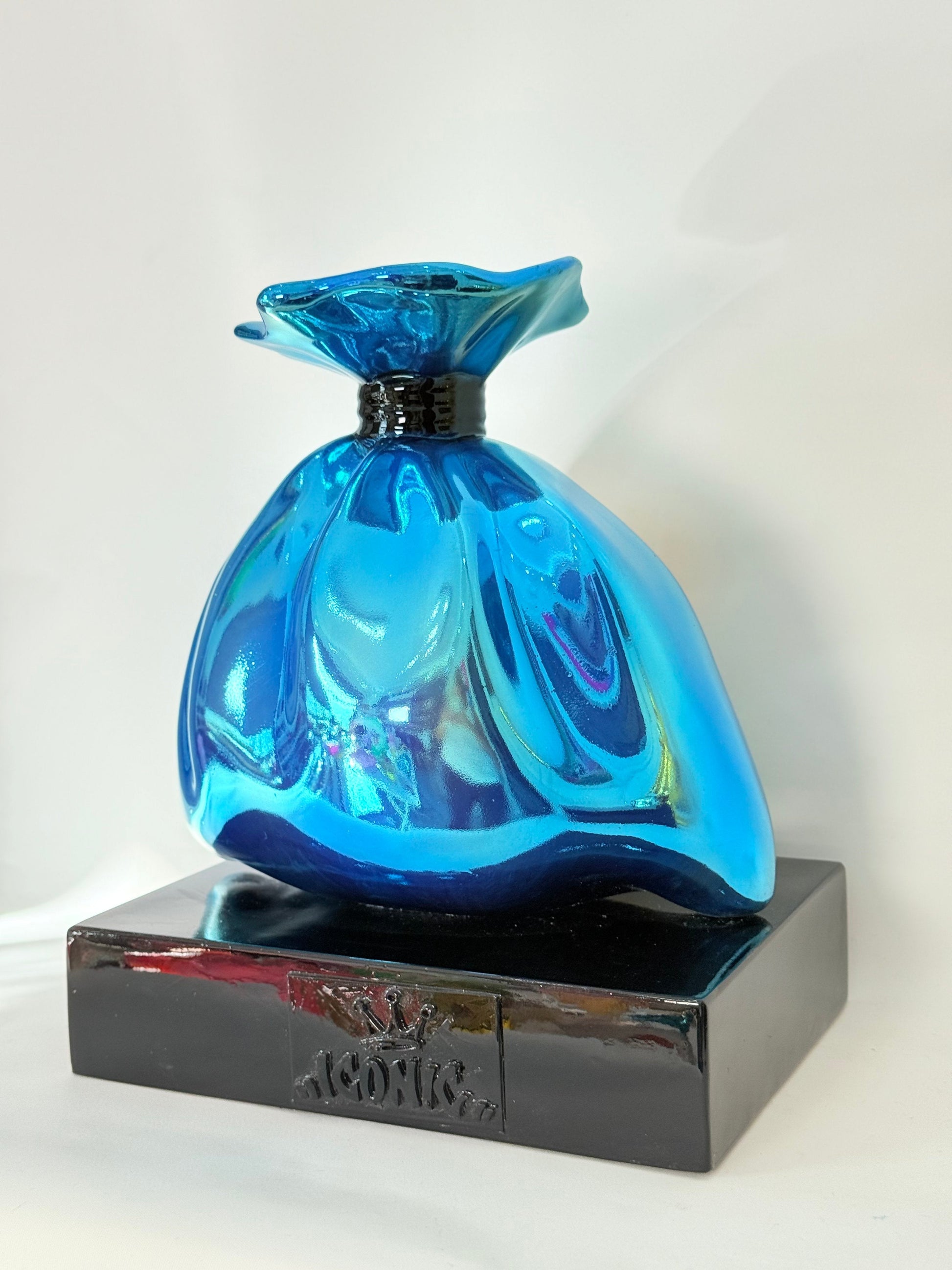 Money Bag Heykeli | Blue Chrome Edition Richie Bag