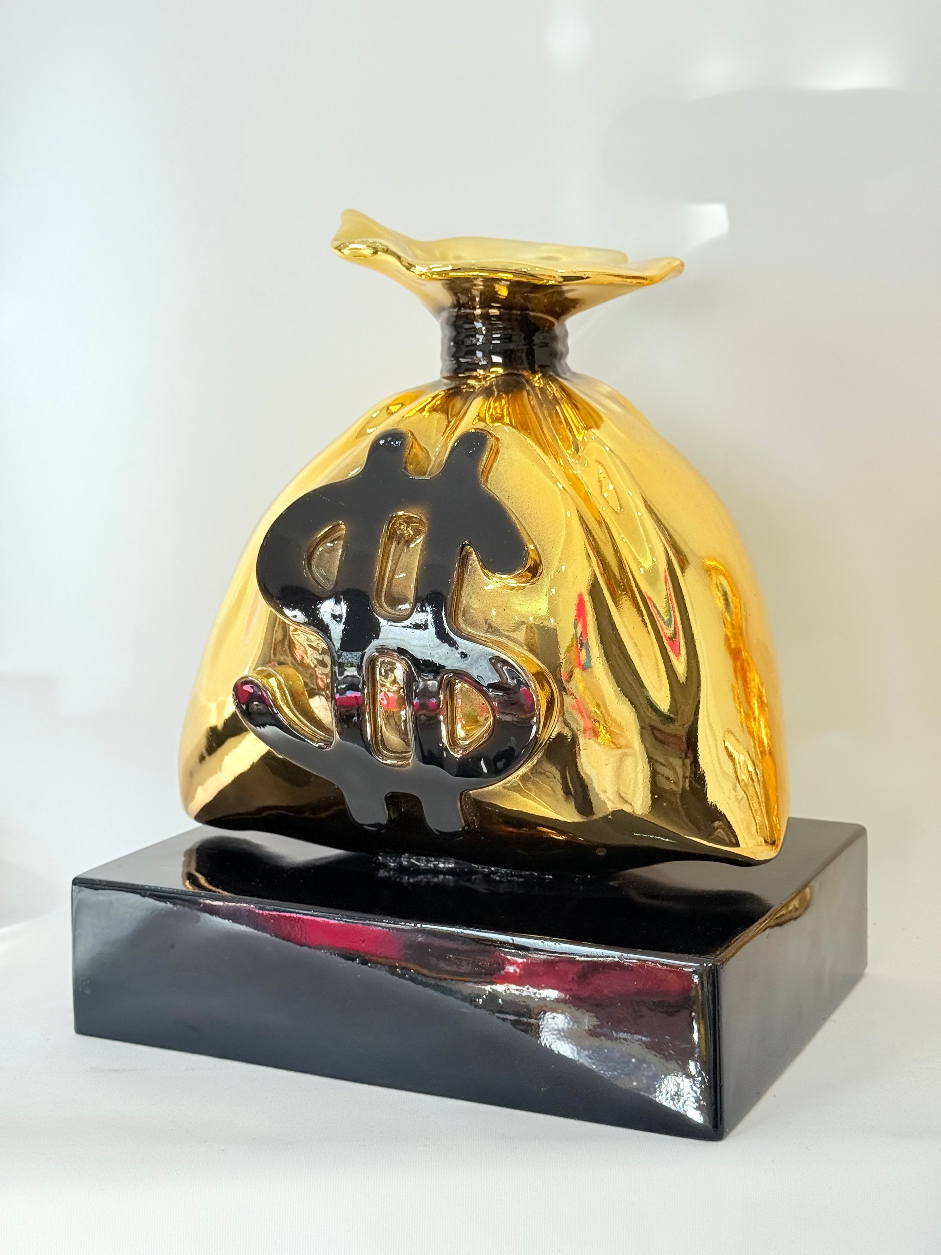 Money Bag Heykeli | Gold Chrome Richie Bag Edition