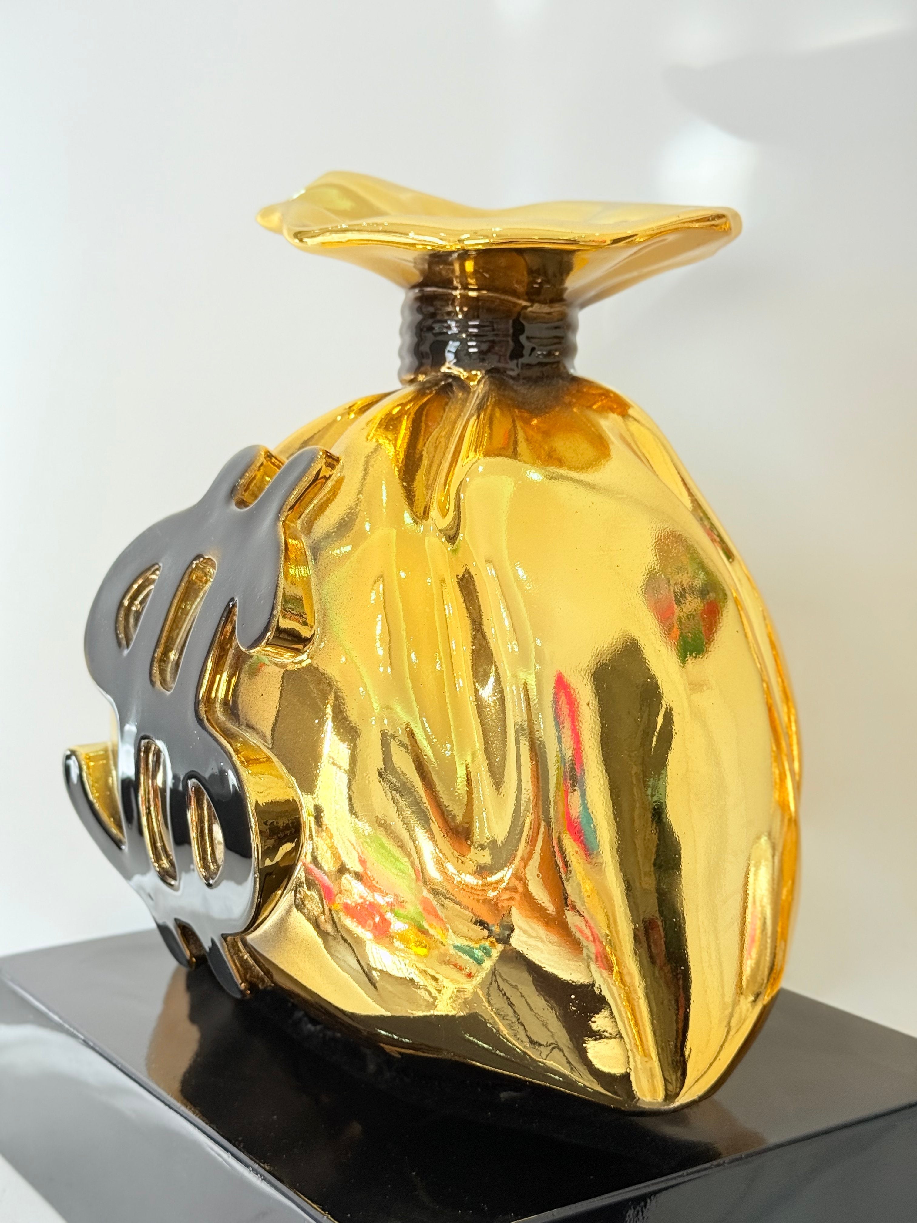 Money Bag Heykeli | Gold Chrome Richie Bag Edition