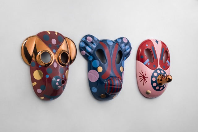 Monkey Mask Hayon Parlak Bordo Dekoratif Obje