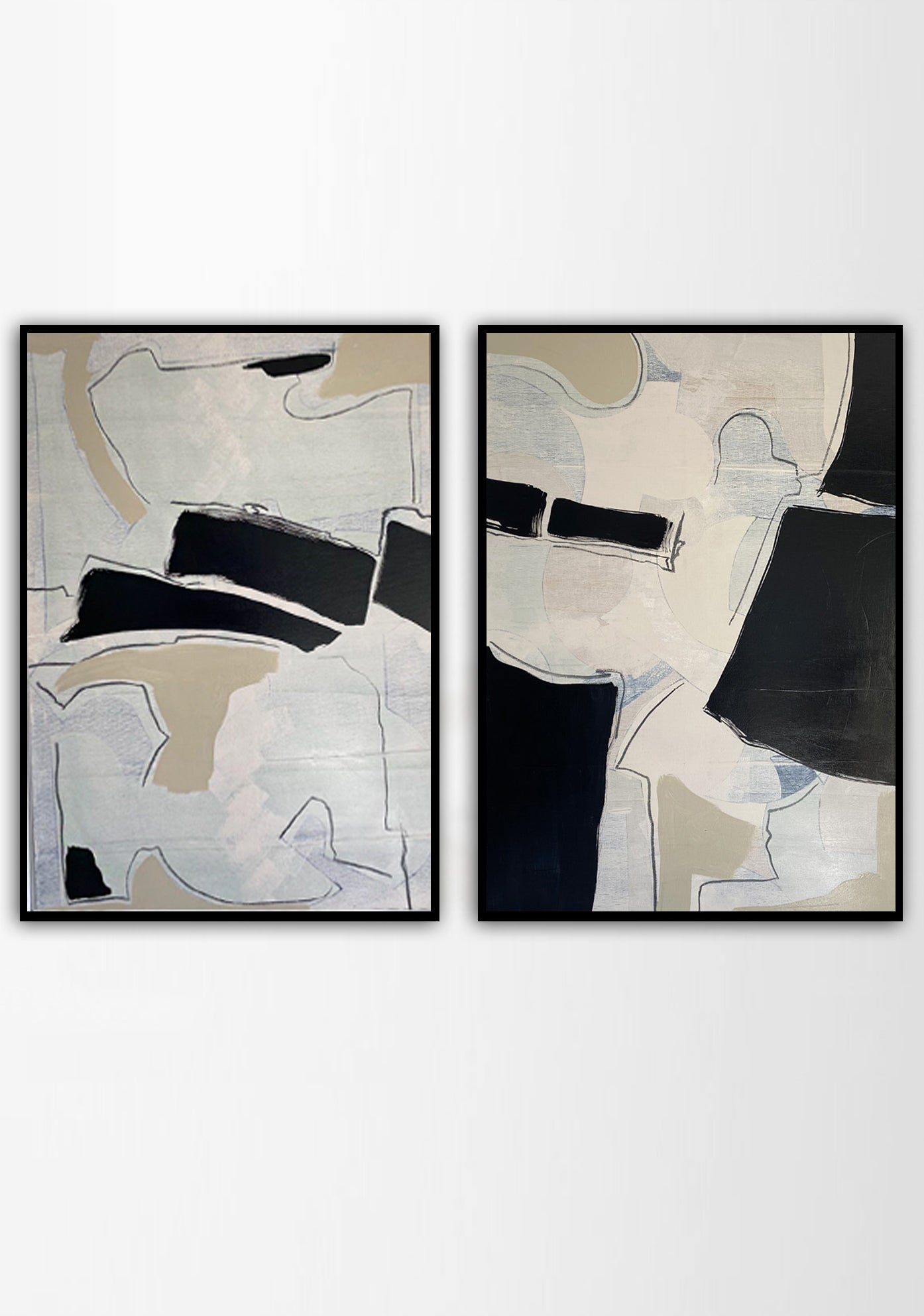 Mono Blocks Kanvas Üzeri Akrilik El Yapımı 2'li Tablo Seti