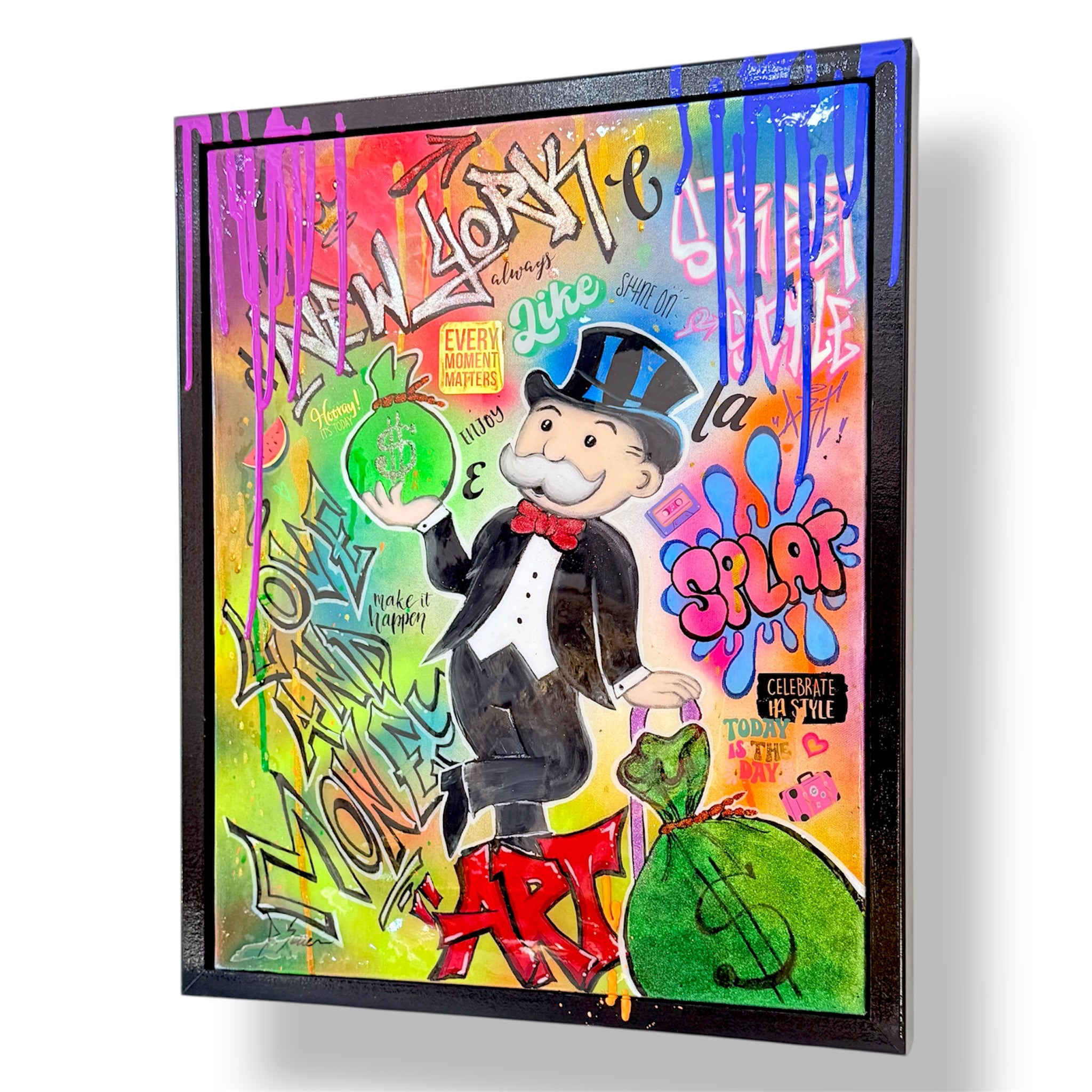 Monopoly Man Graffiti Canvas Tablo – New York Style Love & Money