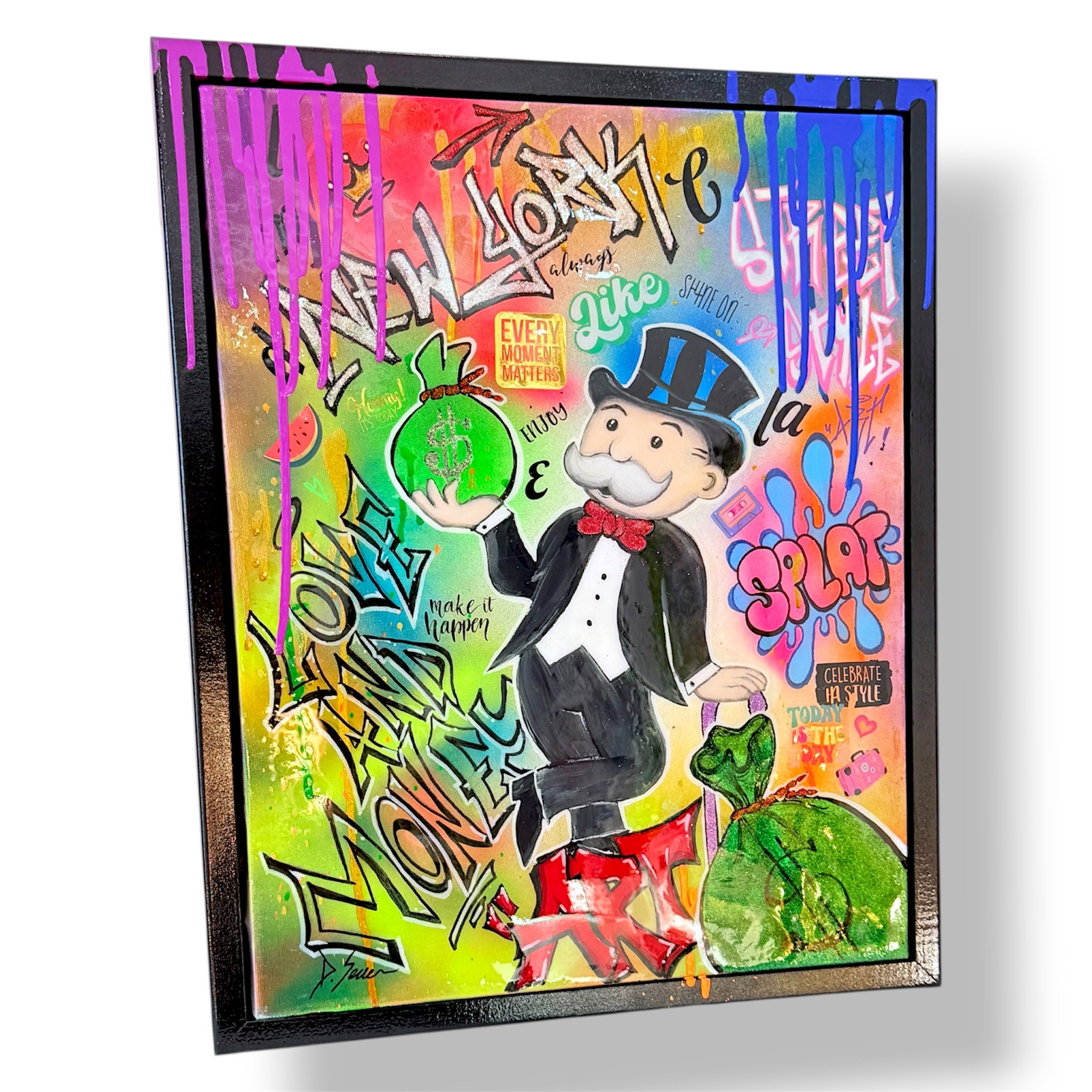 Monopoly Man Graffiti Canvas Tablo – New York Style Love & Money