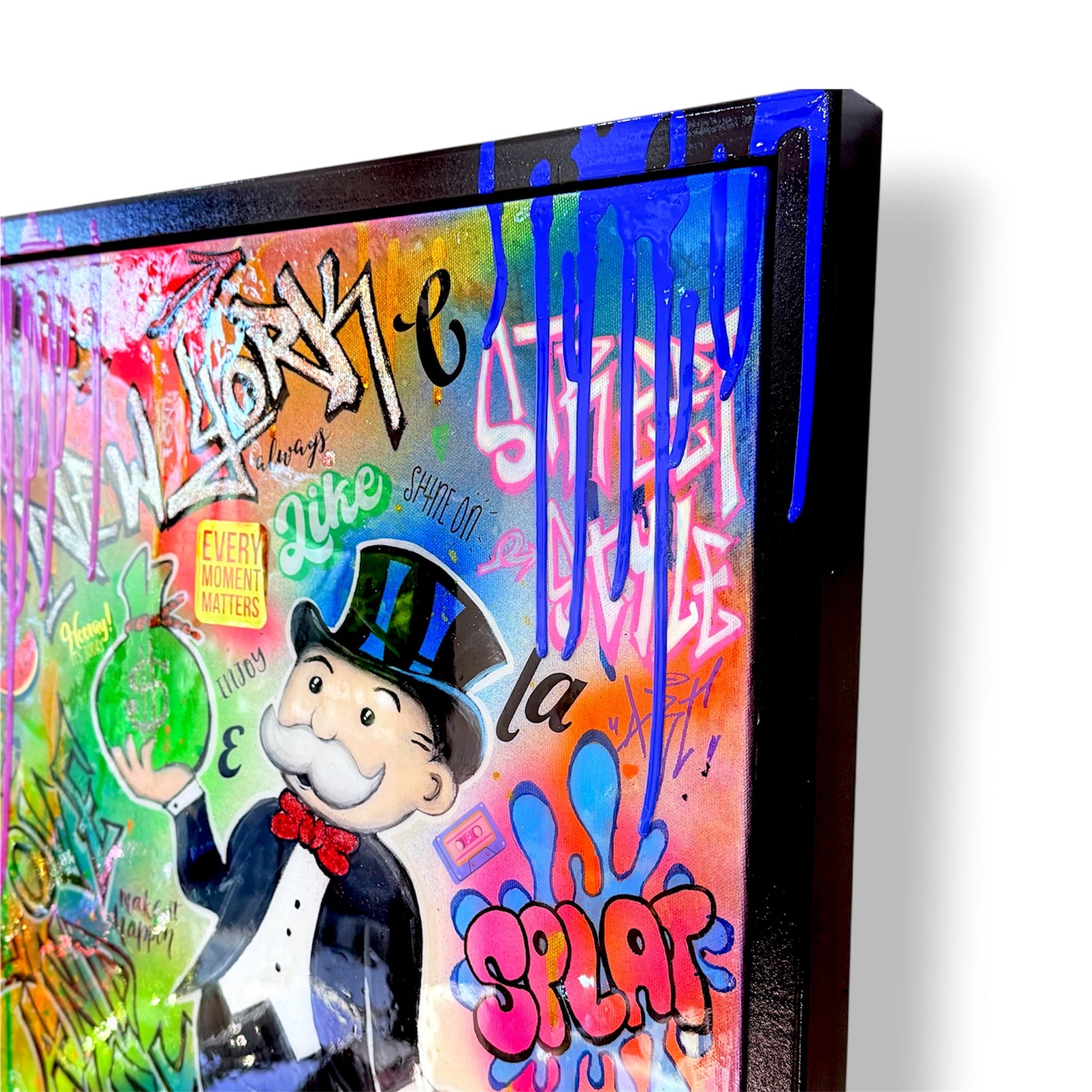 Monopoly Man Graffiti Canvas Tablo – New York Style Love & Money