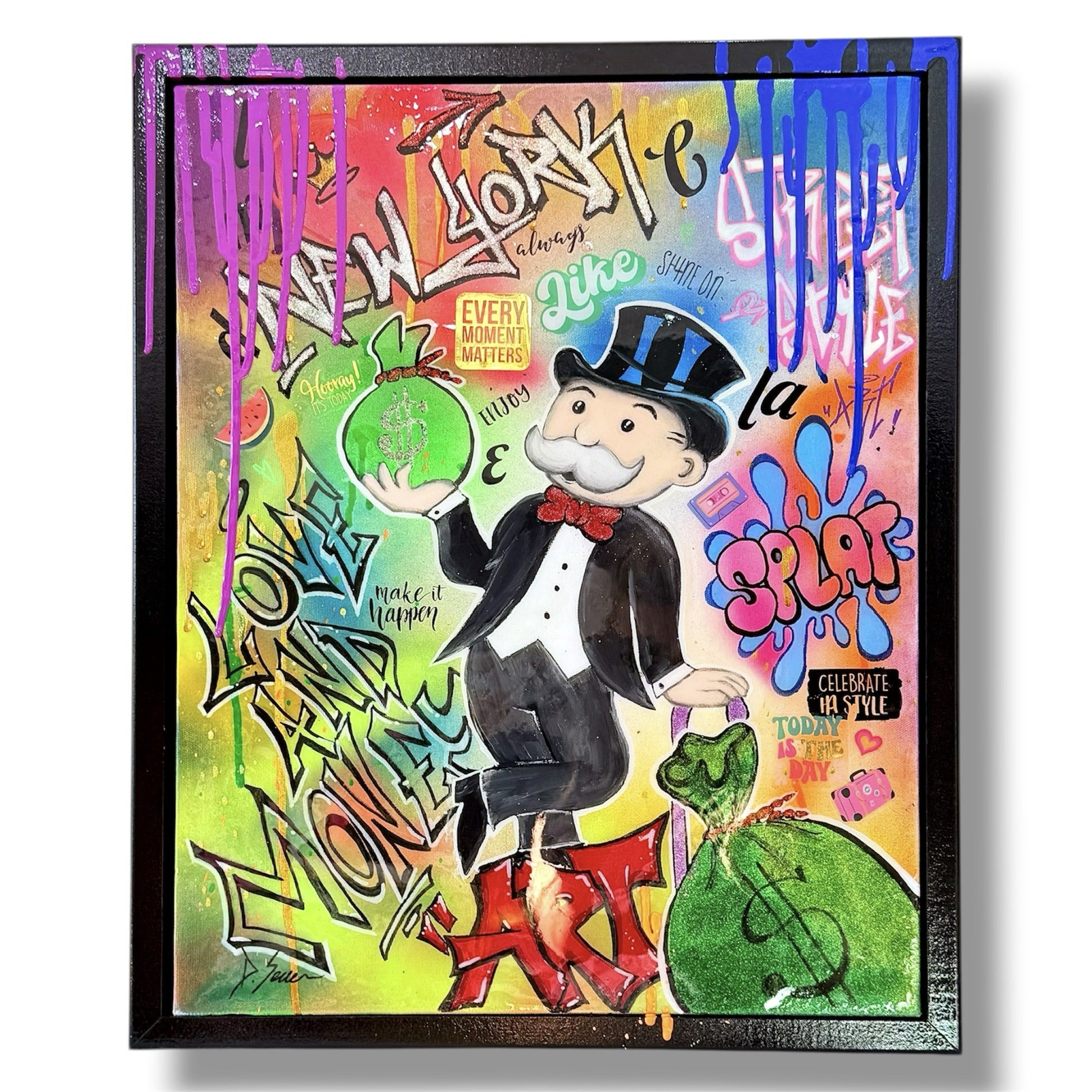 Monopoly Man Graffiti Canvas Tablo – New York Style Love & Money