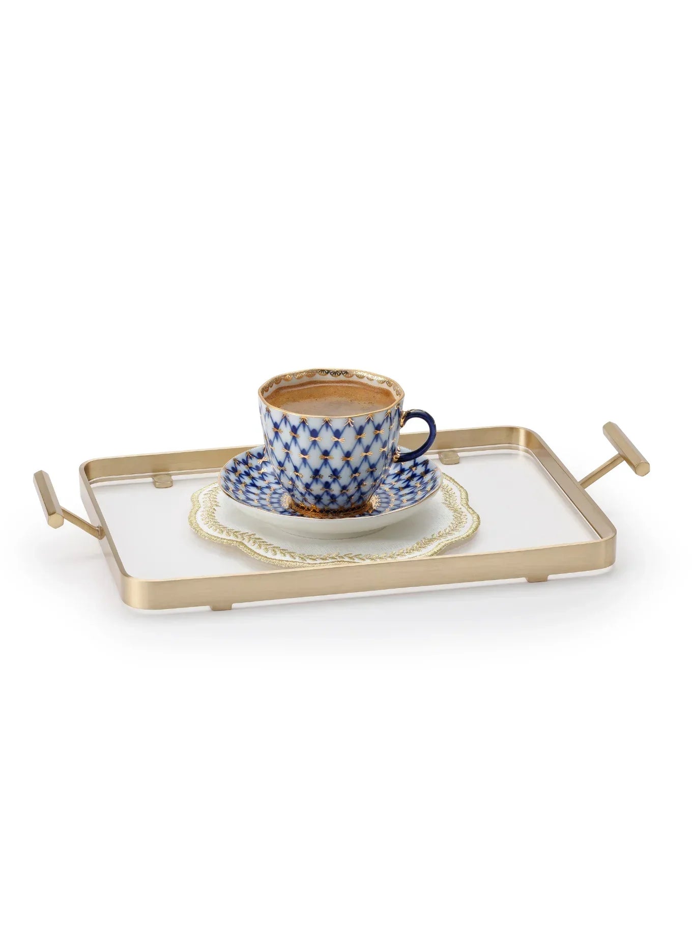Montere Küçük Boy Çerçeve Detaylı Pirinç Tepsi-Tepsi-Memonza-NowShopFun
