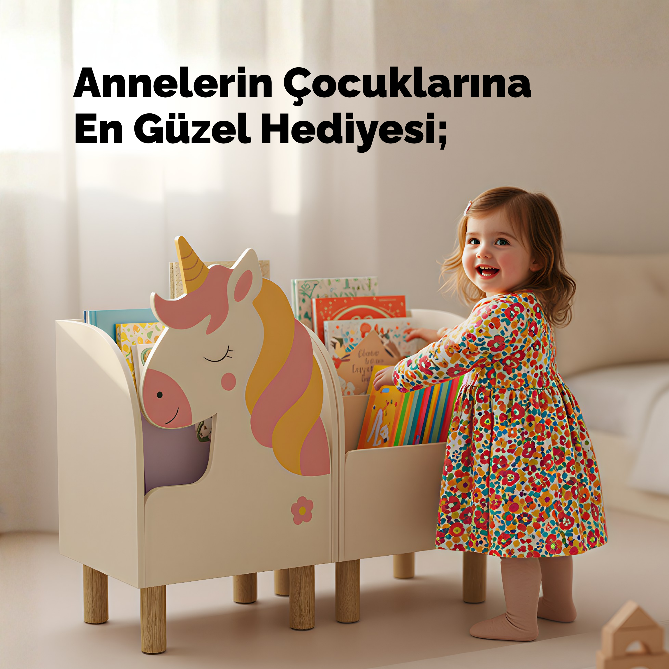 Montessori 2'li Unicorn Kitaplık Seti