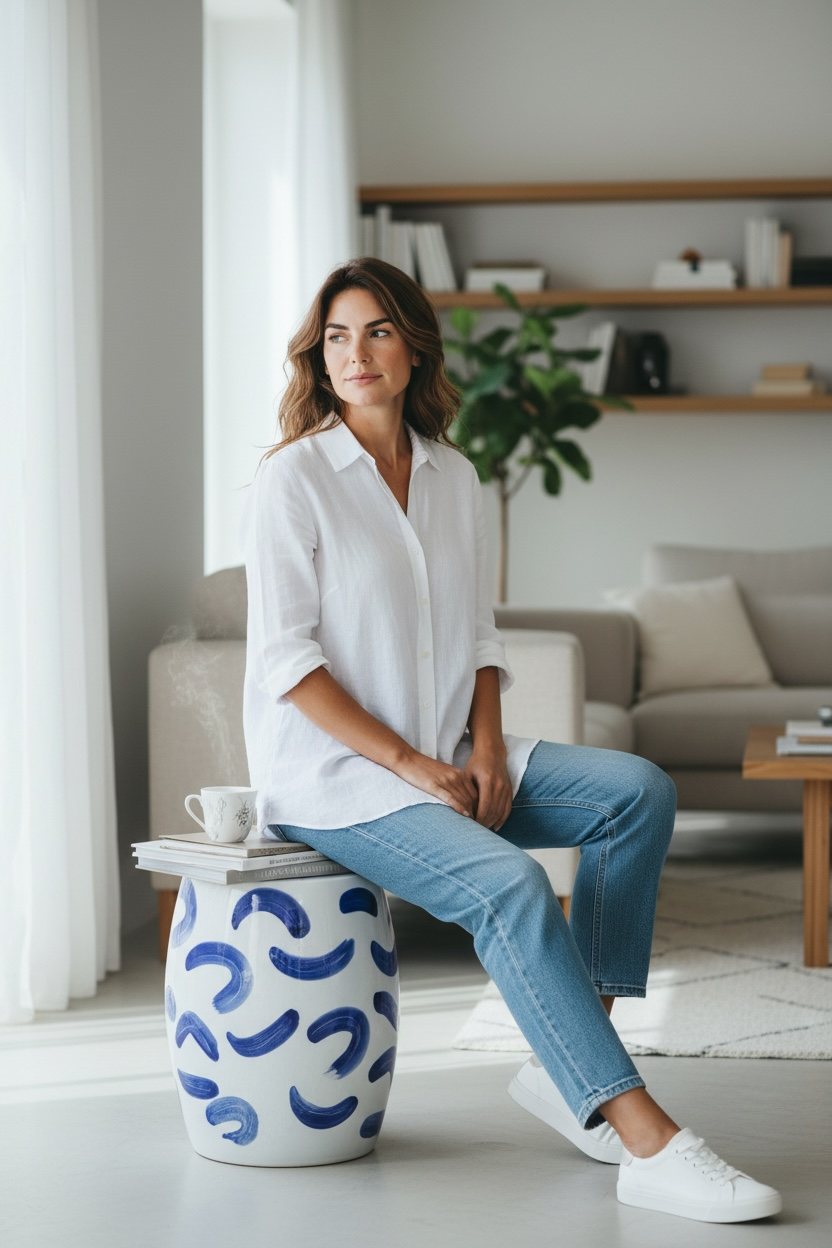 Moon Seramik Sehpa/Tabure-Yan Sehpa-Box Co Concept-NowShopFun