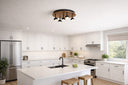 Plafonyer Spotlu Yuvarlak Ahşap Led Avize 40 Cm