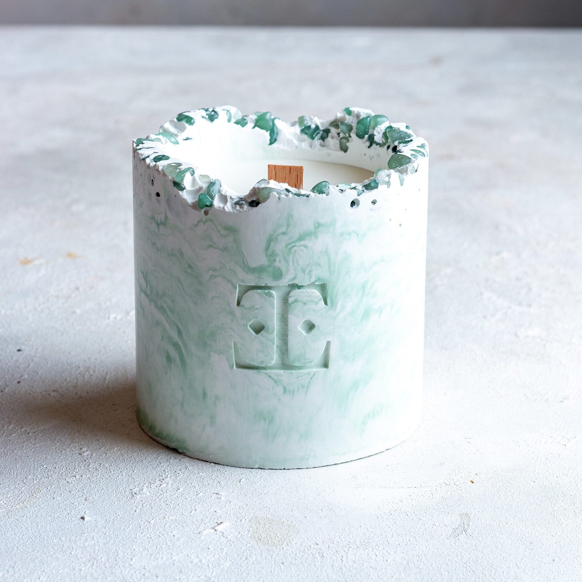 Mystic Green Taşlı - Mum Seti