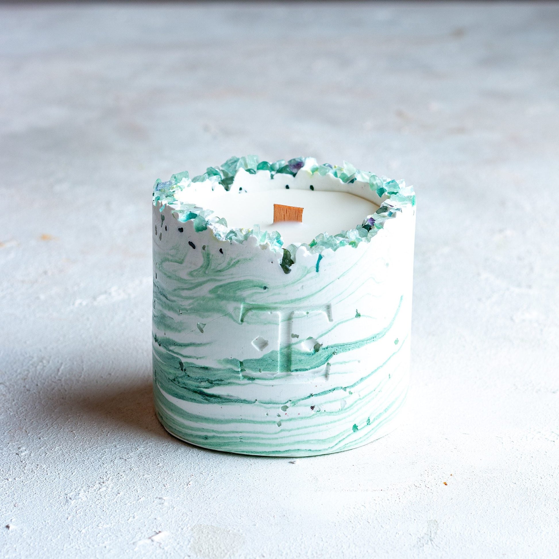 Mystic Green Taşlı - Mum Seti