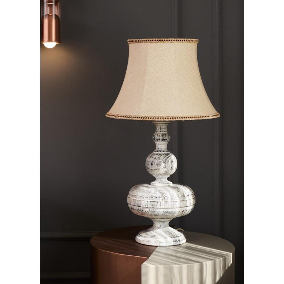 Navigli Blanc Kırık Beyaz Ahşap Abajur-Abajur-Haus 34 Project-NowShopFun