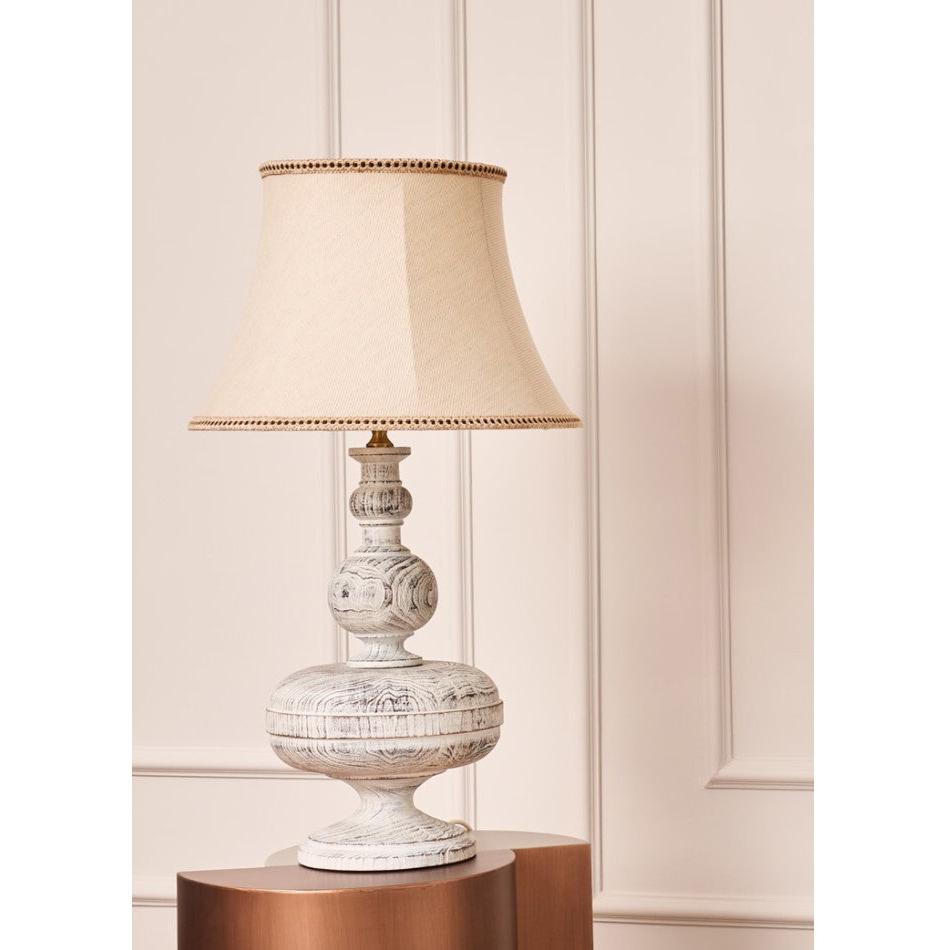 Navigli Blanc Kırık Beyaz Ahşap Abajur-Abajur-Haus 34 Project-NowShopFun