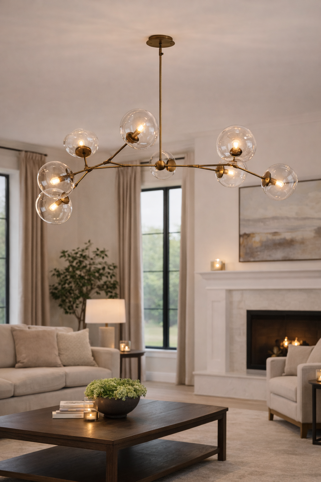 Nexus 8 Kollu Eskitme Avize-Sarkıt Aydınlatma-Lumiana-Şeffaf-NowShopFun