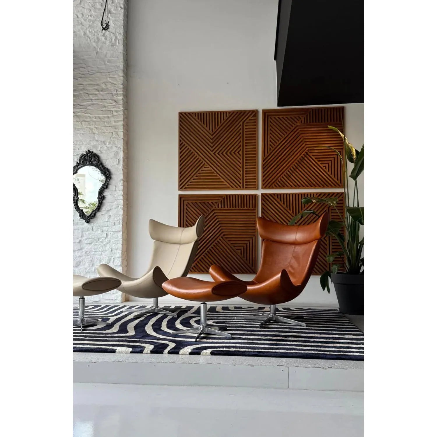 No1 Imola Lounge Chair Tarzı Gerçek Deri Berjer