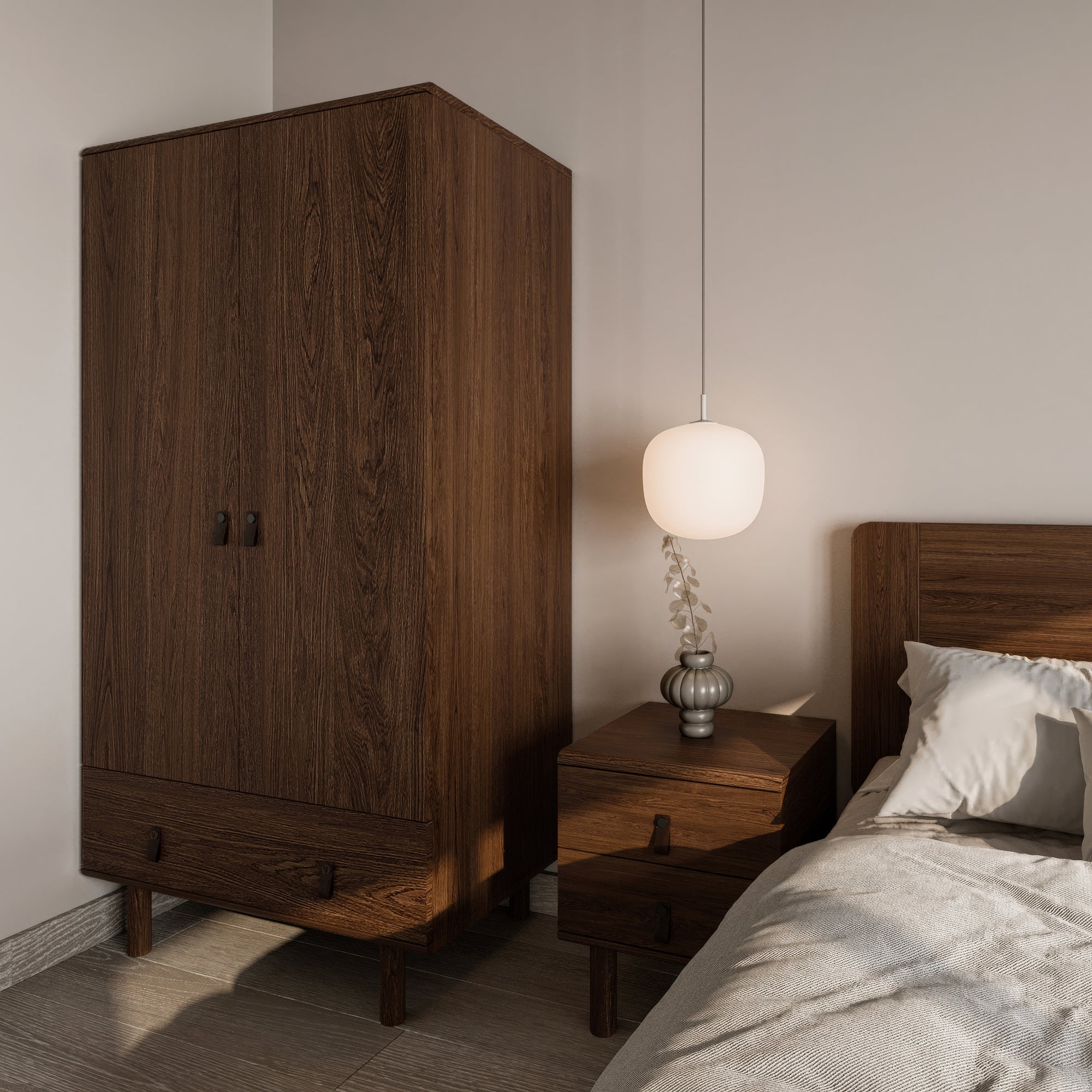 Noah 2 Kapaklı Gardırop | Koyu Meşe