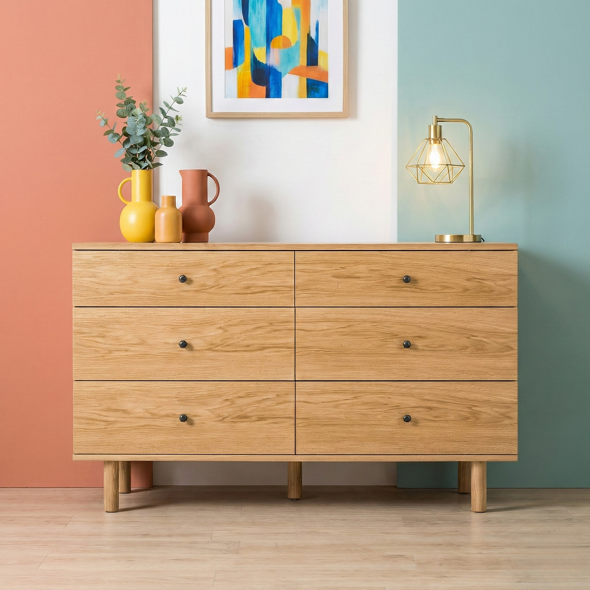 Noah 6 Çekmeceli Şifonyer | Natürel Meşe