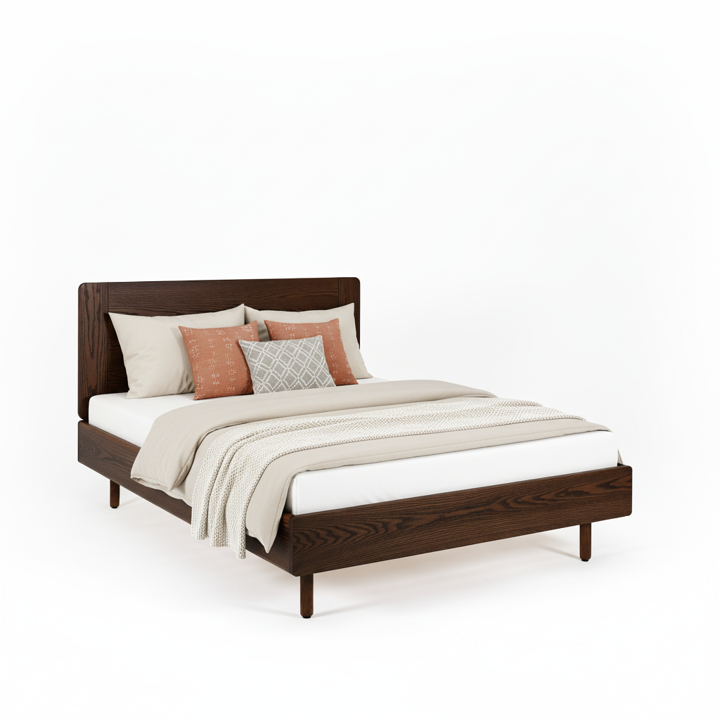 Noah Ahşap Başlıklı Karyola | Koyu Meşe | 160x200 Cm