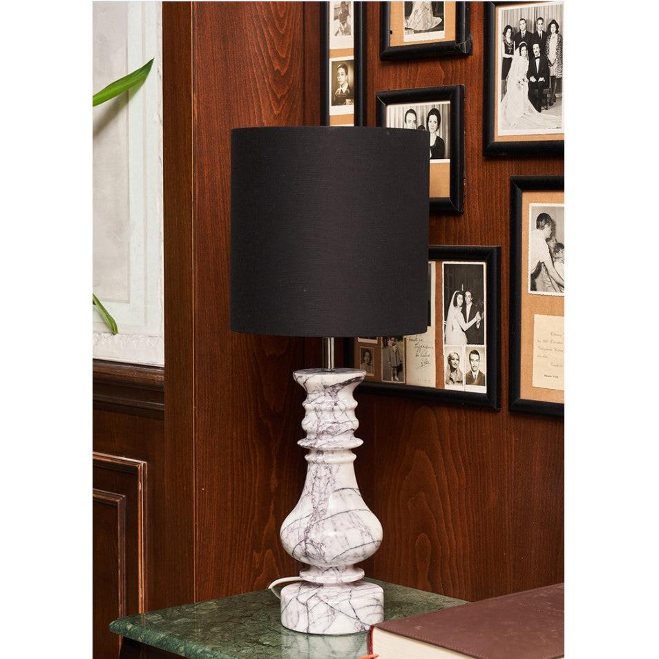 Noir Lilla Beyaz Mermer Abajur