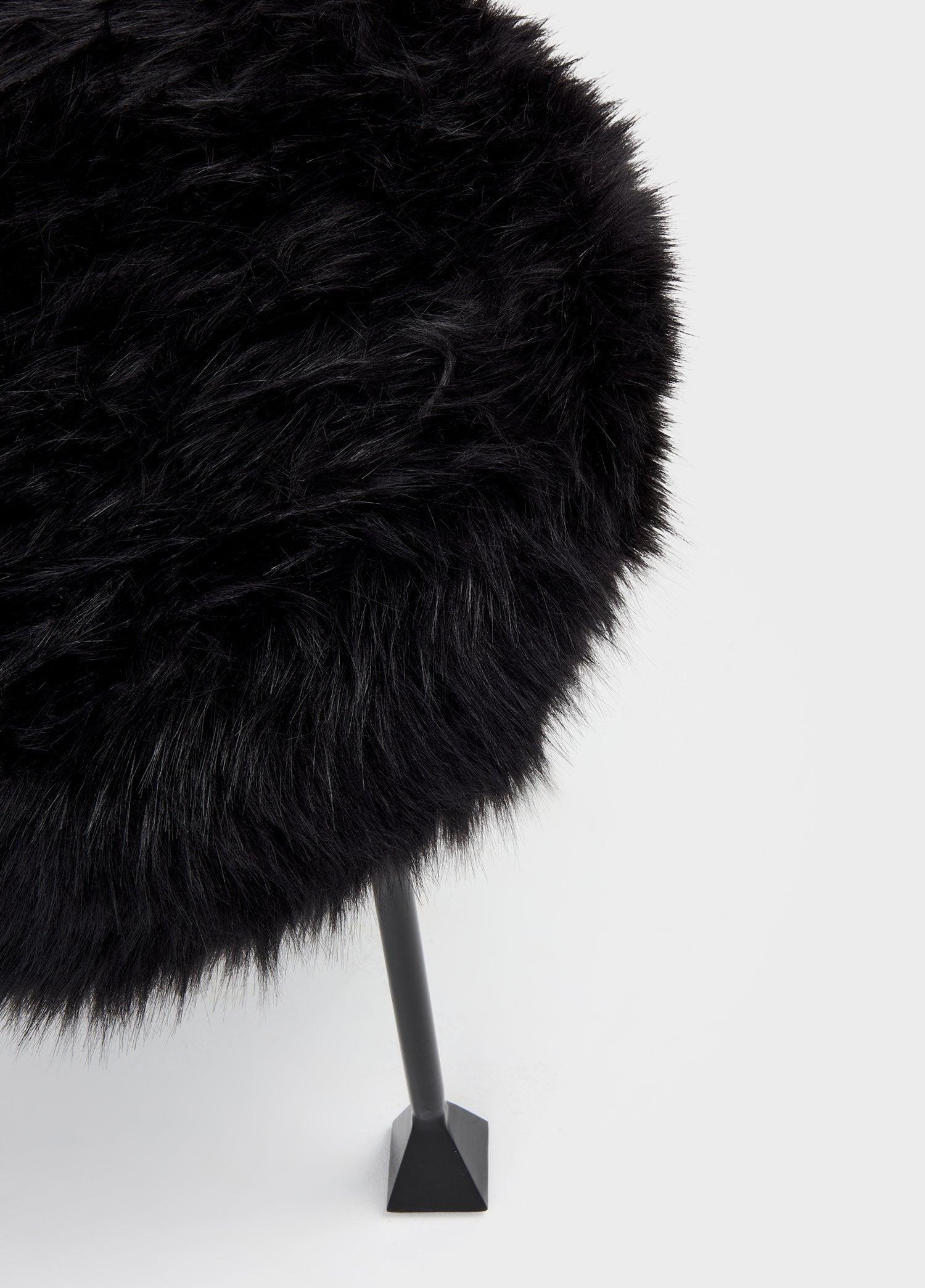 Noir Stool Suni Kürk Puf-Puf-ALPAQ STUDIO-NowShopFun