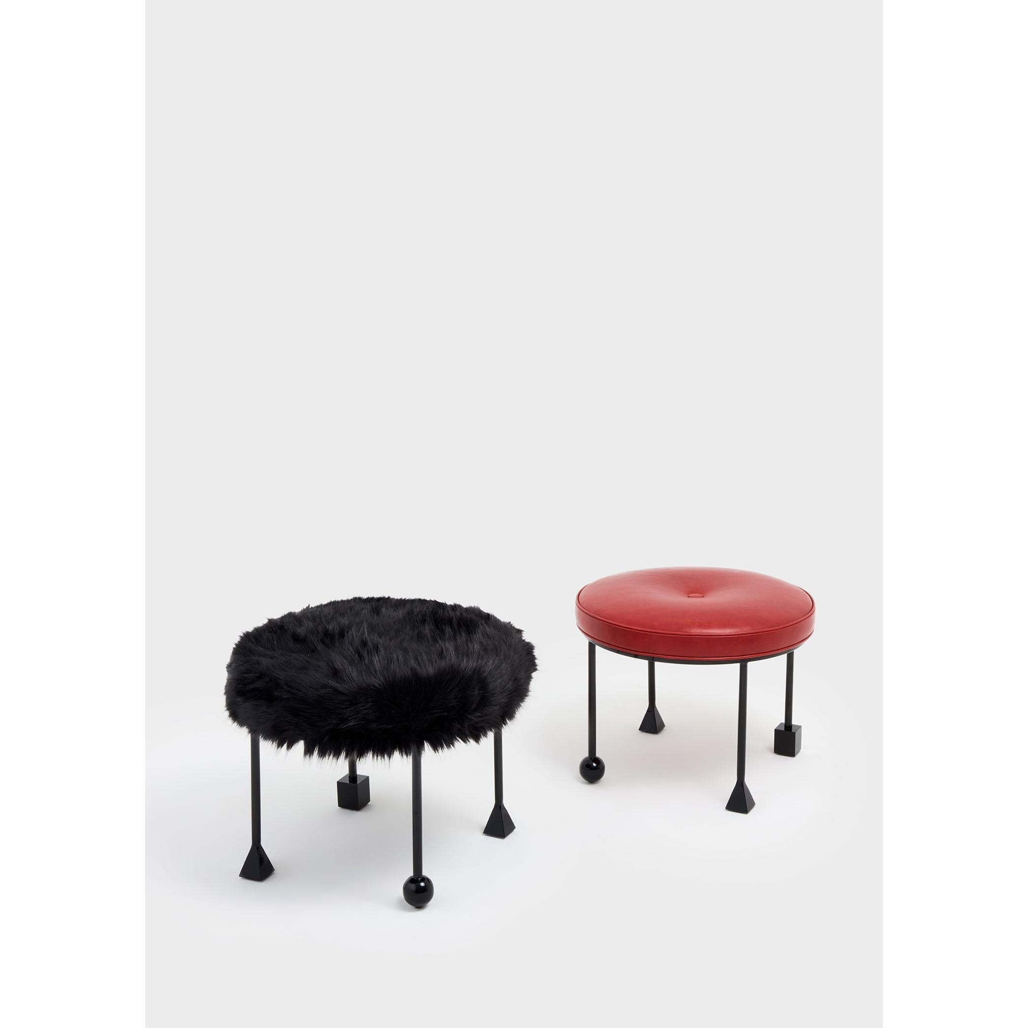 Noir Stool Suni Kürk Puf-Puf-ALPAQ STUDIO-NowShopFun